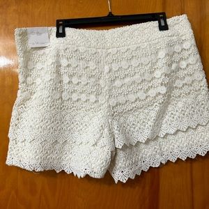 Loft Riviera Cream Crochet Shorts